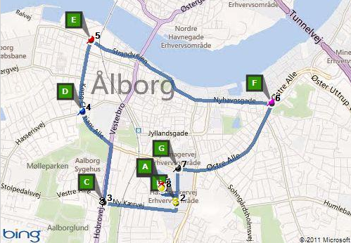 Et eksempel på en fast rute i Aalborg